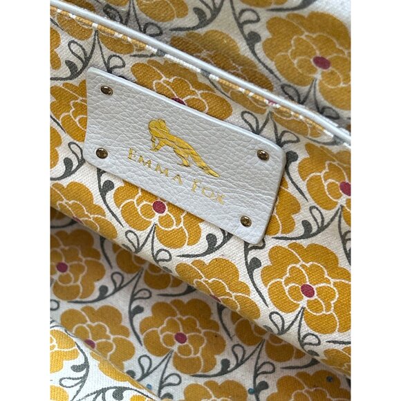 Emma Fox White Pebbled Leather Satchel Bag With Floral Lining Gold Hardware & Re - Picture 5 of 10